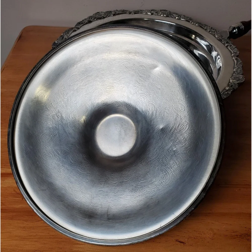 Vintage EPCA Bristol SilverPlate by Poole 118 Wood Handle Chafing Pan Dish‎ 12